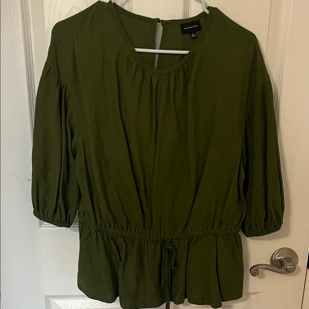 Who What Wear Olive Green Peplum Drawstring Tunic